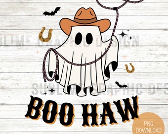 Boo Haw PNG | Ghost PNG | Halloween PNG | Funny Halloween Cowboy Png | Cowboy Ghost Png | Cowboy Hat Ghost Png | Halloween Cowgirl Png