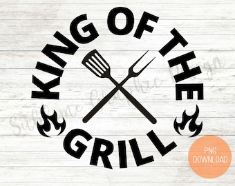 King Of The Grill Sublimation PNG | Tablier de la fête des pères PNG Sublimation | Fête des Pères PNG | Grill Sublimation Png | Tablier de grillade Png