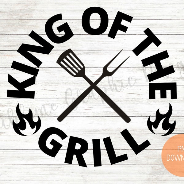 King Of The Grill Sublimation PNG | Fathers Day Apron PNG Sublimation | Fathers Day PNG | Grill Sublimation Png | Grilling Apron Png