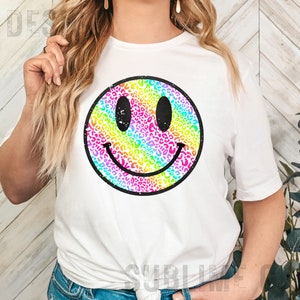 Leopard Rainbow Smile Face PNG Sublimation | Smile Face PNG Sublimation File | Smile Face Shirt | Smile Face Sublimation | Smiley PNG