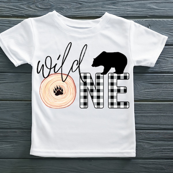 Wild One First Birthday PNG Sublimation Design | Bear Wild One Png | Wild One Lumberjack PNG Sublimation File | Buffalo Plaid First Birthday