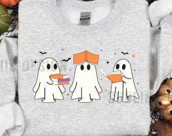 Funny Book Lover Halloween PNG, Cute Ghost Book Nerd, Ghost Halloween PNG, Ghost PNG, Teacher Png, Librarian Sublimation, Spooky Season Png