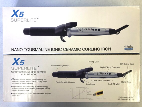 X5 Superlite 400F Nano Tourmaline Ceramic Ionic Ceramic Curling Iron 1 1 4 Etsy