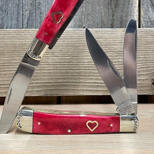 Custom Valentine Pocket Knife - Moore Maker, Groomsman, Engraved, Personalized, Knife Wedding Gift, Anniversary Gift, Valentine&#39;s Day