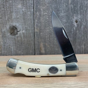 Personalized Bone Handle Single Blade Trapper Pocket Knife - Great Gift For Boyfriend, Husband, Father, or Business Partner