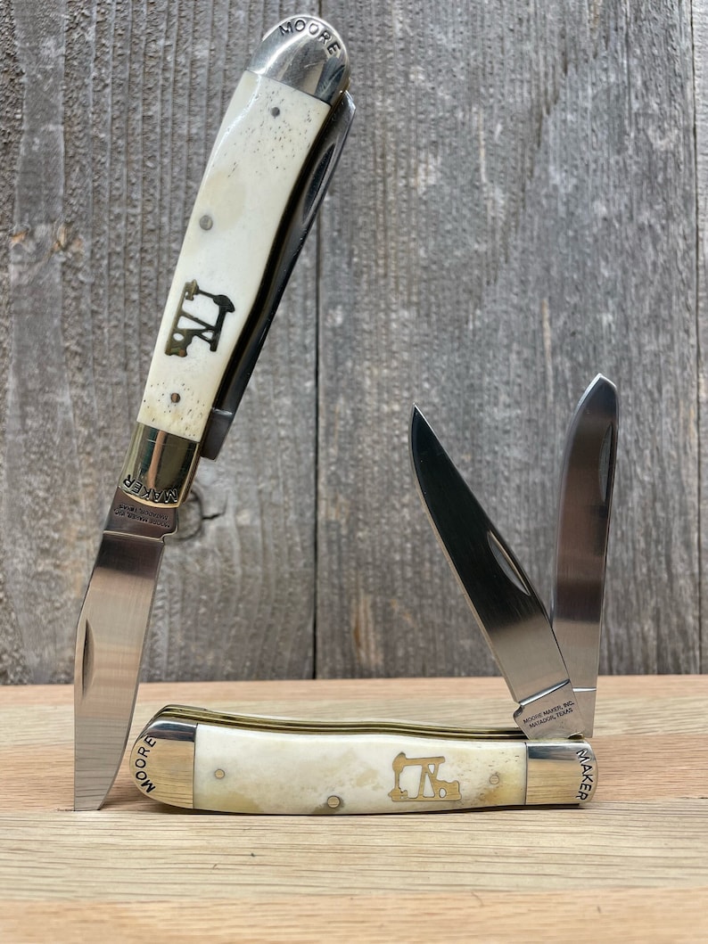 Custom Oil Pump Pocket Knife Moore Maker, Groomsman, Engraved