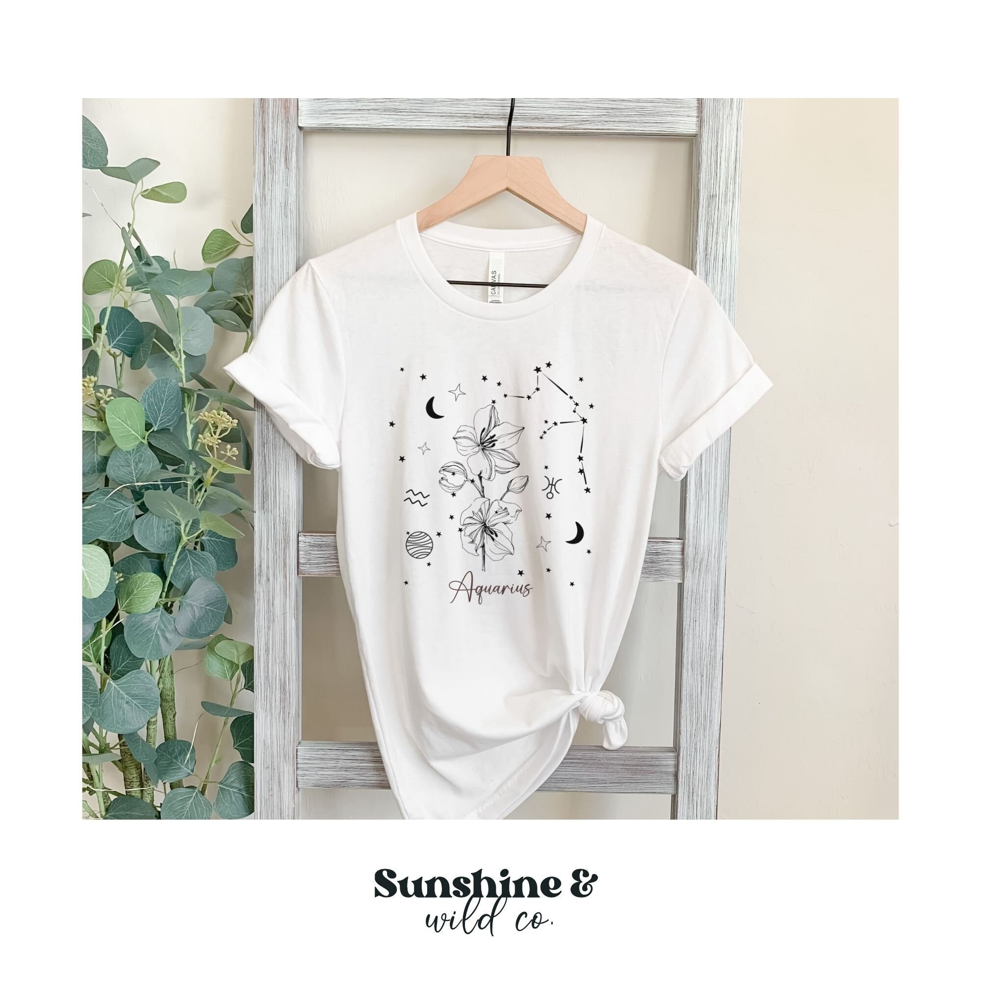 Aquarius Shirt Birth Flower Tee With 