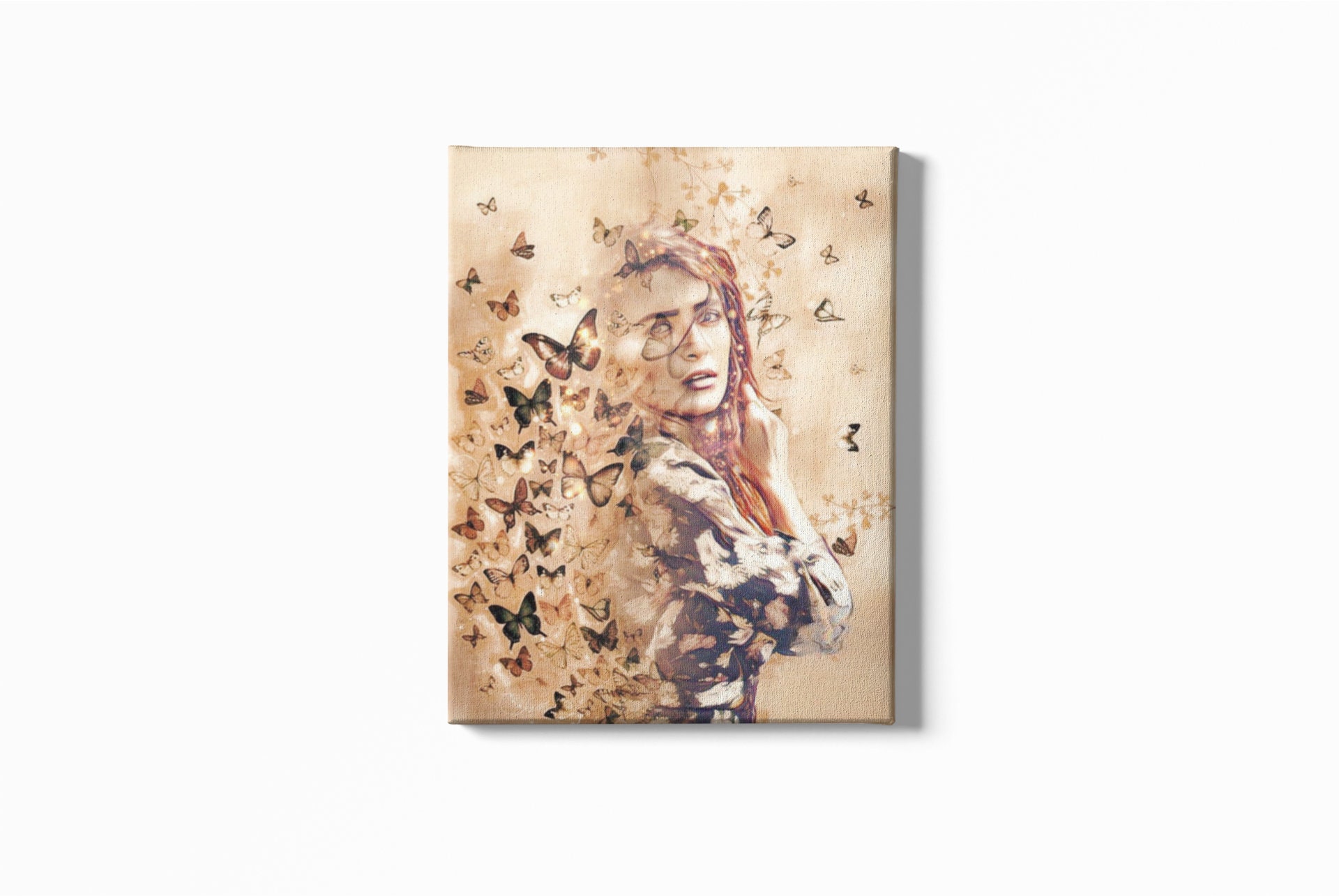 Tableau Femme Portrait Envolée de Papillon