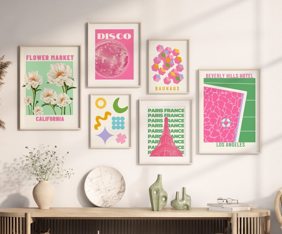 Set of 6 Baby Pink Aesthetic Collage Art Print Poster Digital Etsy