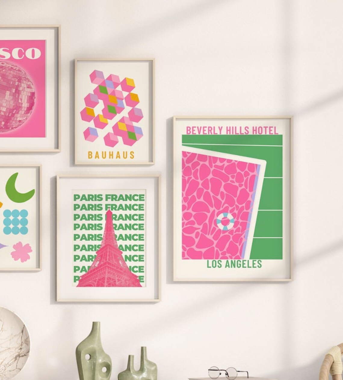 Set of 6 Baby Pink Aesthetic Collage Art Print Poster Digital Etsy