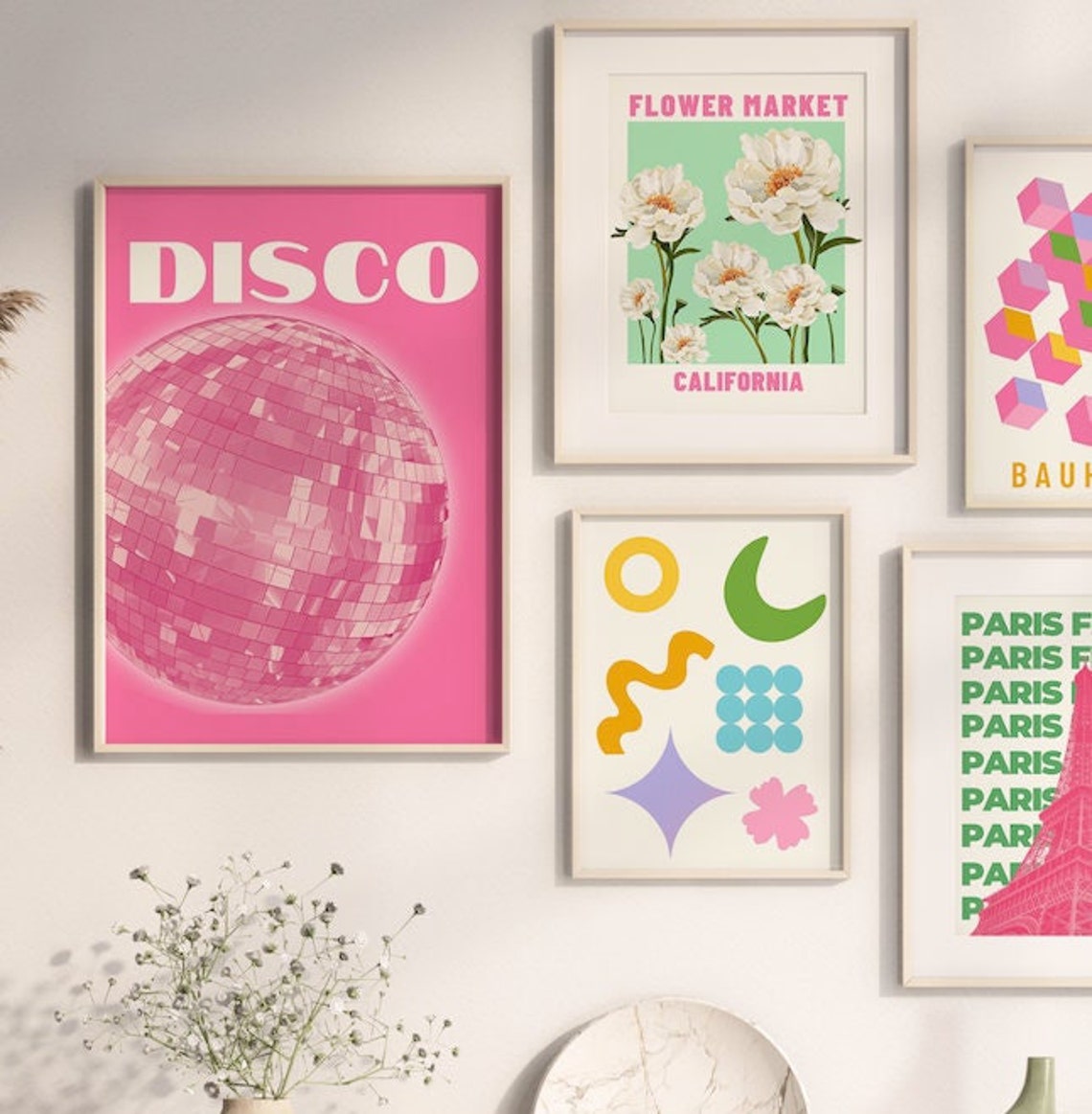 Set of 6 Baby Pink Aesthetic Collage Art Print Poster Digital Etsy