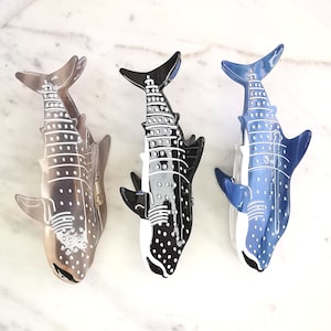Haifisch, Hai Haarklammer in greige, schwarz und blau