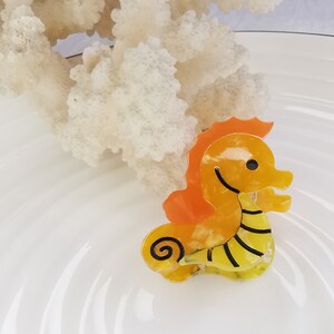 Mini Haarklammer Seepferdchen niedlich winzig orange cute