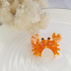 Mini Haarklammer Krabbe Krebs niedlich winzig orange cute