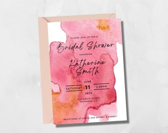 Bridal Shower Invitation, Watercolor Bridal Shower, Printable Bridal Shower Invitation, Editable Bridal Shower Invitation, Instant Download