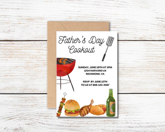 Fathers Day Cookout Invitation Fathers Day BBQ Invitation - Etsy