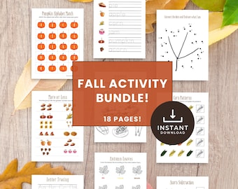 Kids Fall Activity Bundle, Fun Learning Printables (PDF)
