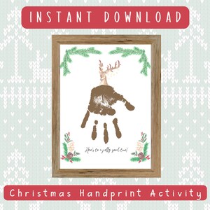 Reindeer Handprint Craft, Christmas Handprint Art, Homeschool Art, Printable, Christmas Handprint Gift, Handprint Art, Christmas Craft