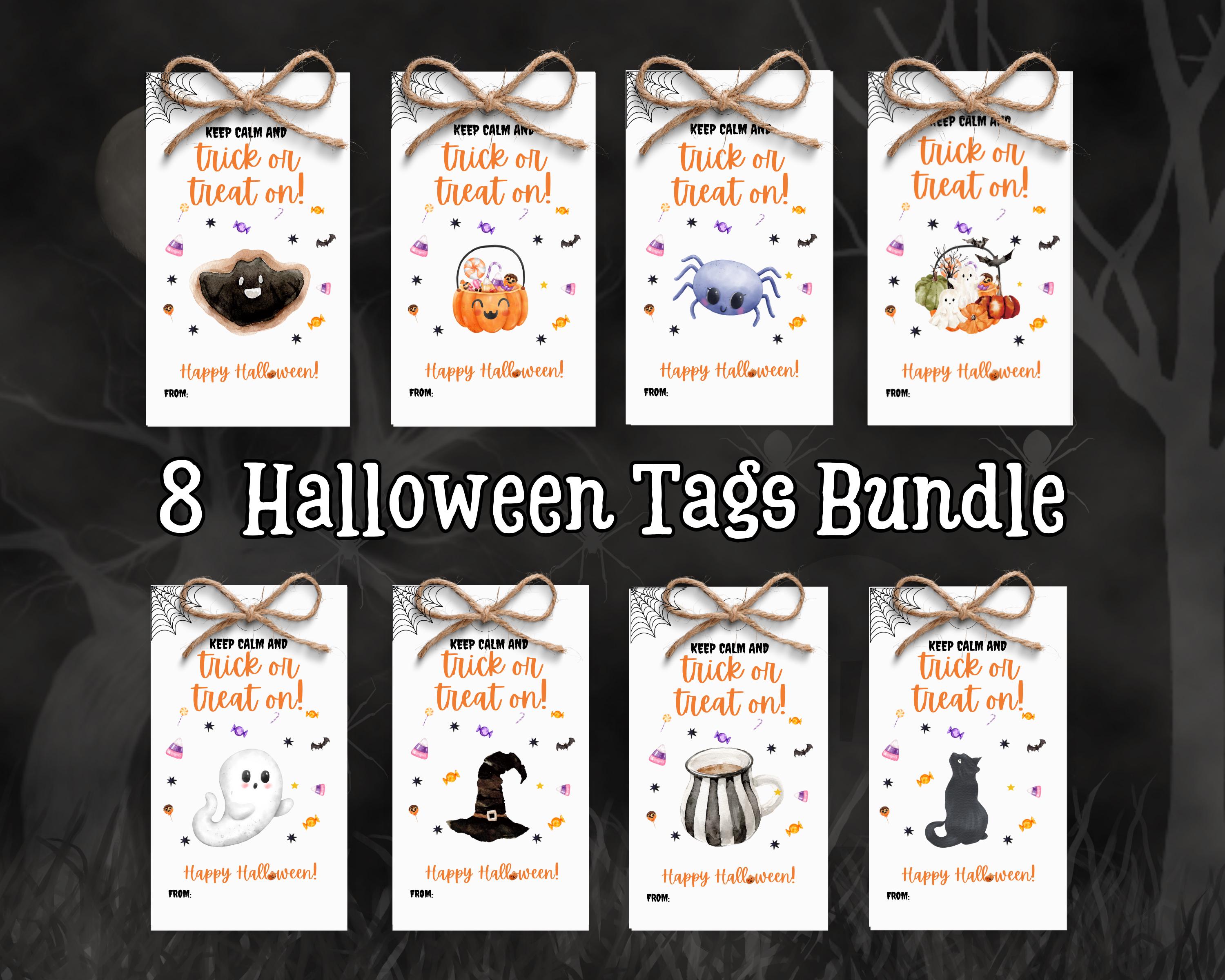 Spooky Halloween Gift Tags, Printable Trick or Treat Favors (8 Designs ...