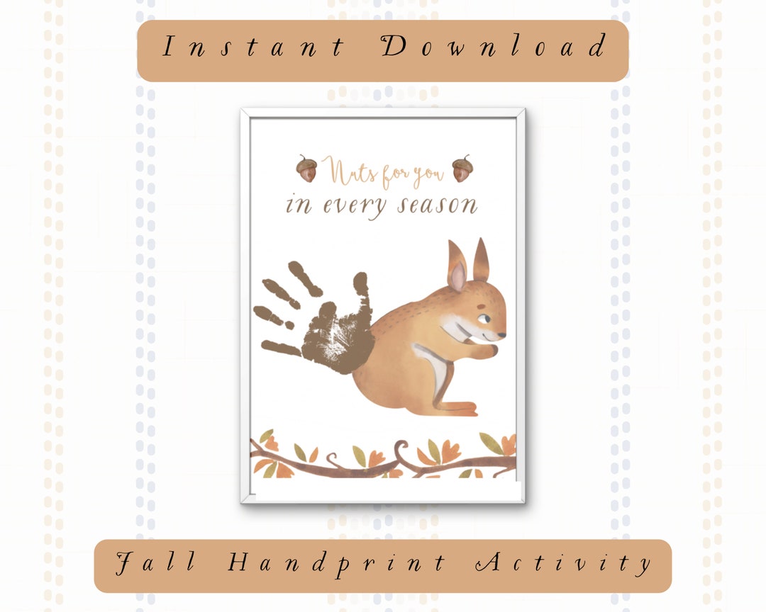 Squirrel Footprint Craft, Fall Handprint Craft, Fall Homeschool Art