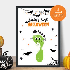 Baby&#39;s First Halloween Keepsake, Halloween Footprint Art, Cute Halloween Decor, Baby Memory Sign, Adorable Halloween Decoration, Printable