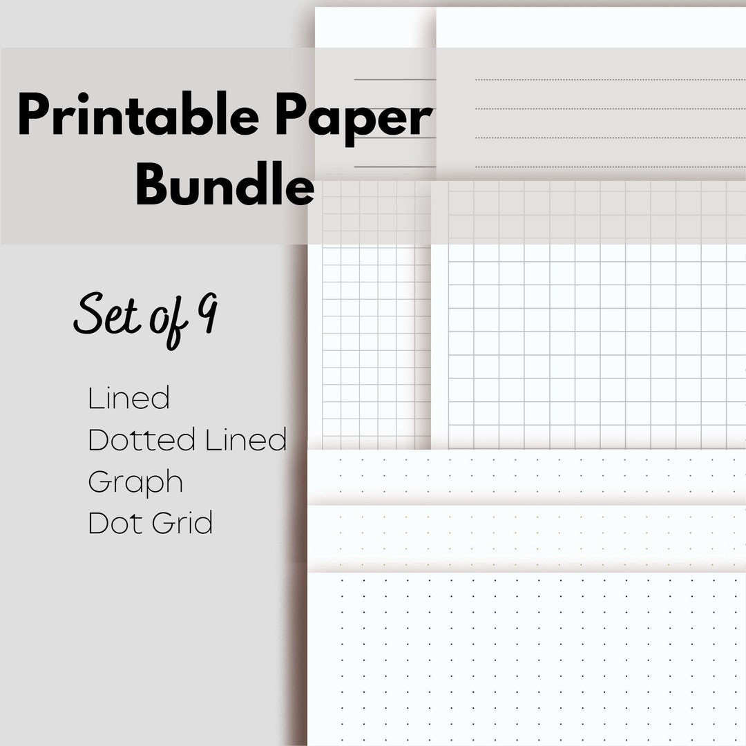 Printable Paper | Lined | Graph | Dot Grid | 9 Paper Bundle - Etsy