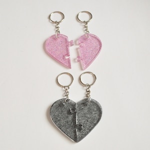 Resin Couple/Friendship Two Halves Heart Keychain