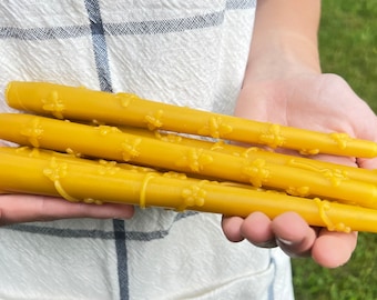 Beeswax Taper Candles, Cherry Blossom  Beeswax (9 inch) Hand-Poured Candle