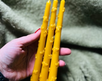 Organic Hand-Poured 100% Pure Beeswax Taper Candles, Handmade Candle Natural Wax Candle
