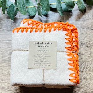 Handmade Kitchen Dishcloth Set - Eco-Friendly 100% Cotton Rags Zero Waste Product