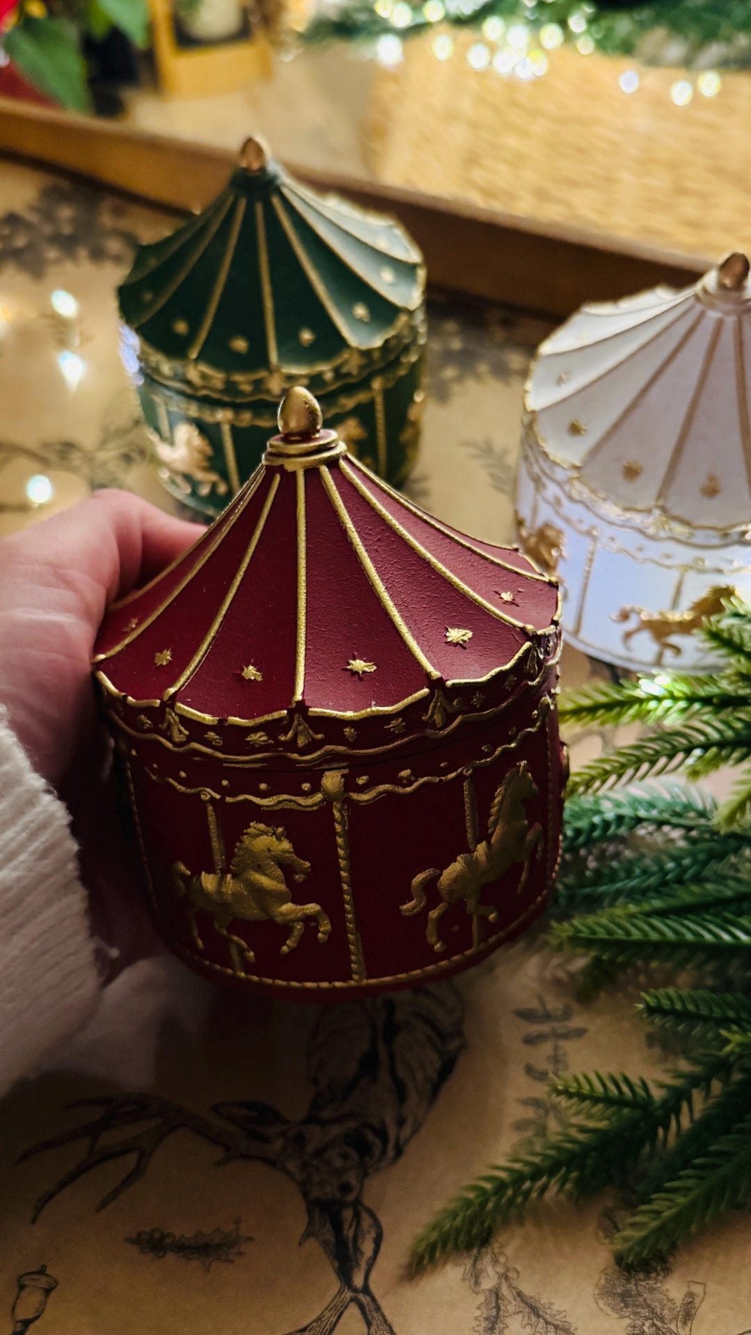 Handmade Carousel Christmas Candle • 6 Oz Soy Wax, Wooden Wick - Etsy