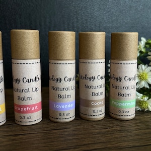 Natural Lip Balms - Original, Lavender, Mint, Grapefruit, and Cocoa Flavors