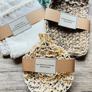 Handmade Crochet Kitchen Cleaning Set: Cotton Cloth, Tawashi, Sisal Scrubber