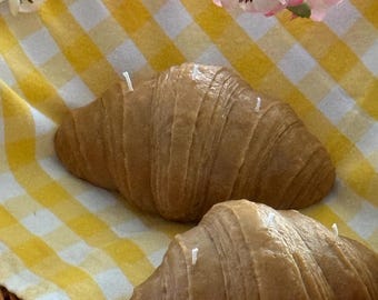 Candela a forma di croissant, candela a forma di pasticcino, candela a forma di cibo, decorazione per panetteria, decorazione per cucina, candela fatta a mano in cera d'api