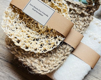 Handmade Crochet Kitchen Cleaning Set: Eco-Friendly Cotton Scrubber