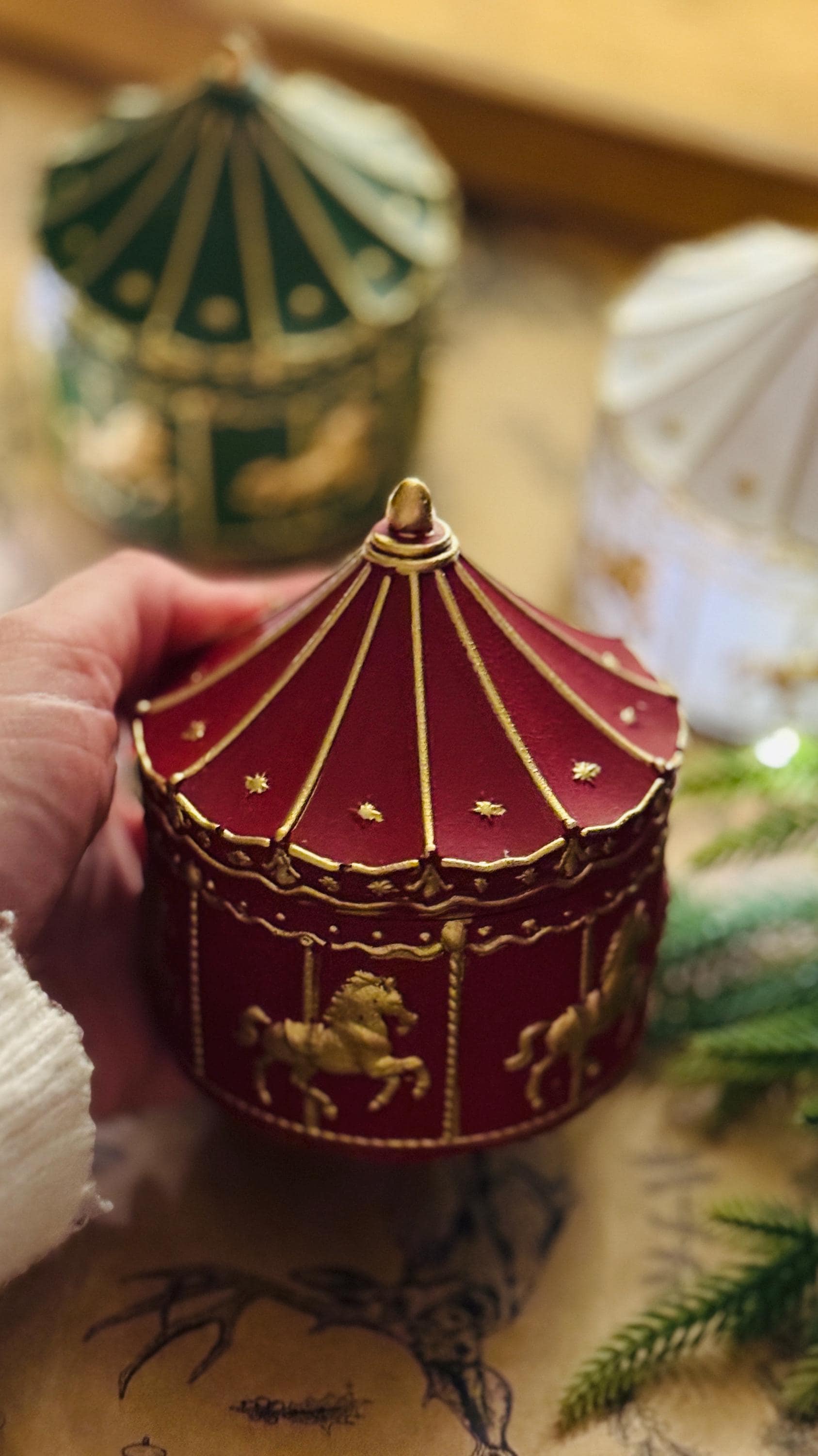 Handmade Carousel Christmas Candle • 6 Oz Soy Wax, Wooden Wick - Etsy UK