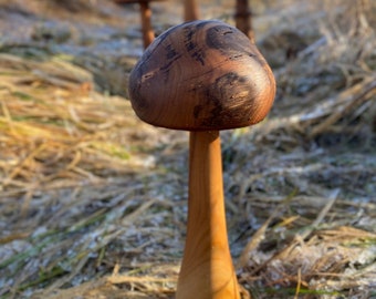 Wooden Mushroom Sculpture