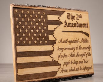 2nd Amendment Wood Sign | Patriotic Flag Wall Decor Gift