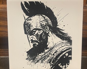 Gift for Spartan Fan Leonidas Engraving White Tile Coaster The 300 Movie Lover Coaster Spartan Coaster