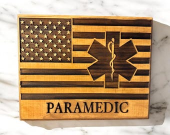 Paramedic Flag Plaque | American First Responder Retirement