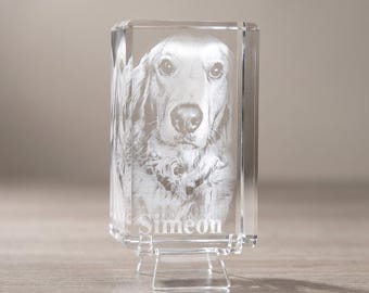 Crystal Photo Block | Pet Memorial Laser Engraved Gift