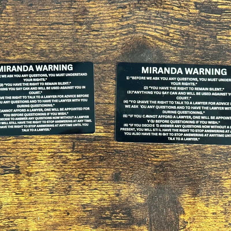 Metal Miranda Rights Cards - Etsy