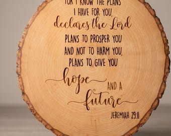 Jeremiah 29:11 Wood Plaque | Laser Engraved Bible Verse