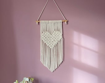 Macrame Heart Wall Hanging | Recycled Cotton, Anniversary Gift, Mother's Day Gift