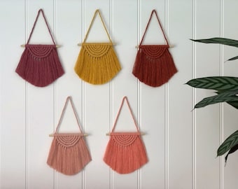 Mini Macrame Wall Hanging | Boho Sunshine Decor, Recycled Cotton