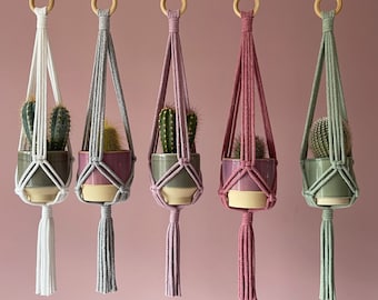 Mini Macrame Plant Hanger: Recycled Cotton Cactus & Succulent Holder