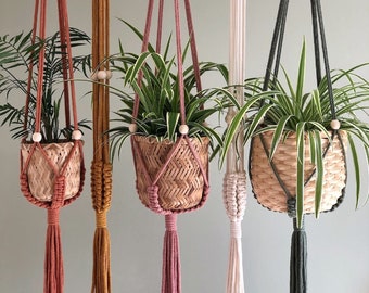 Adjustable Macrame Plant Hanger | Recycled Cotton, Minimalist Decor