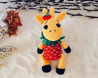 Crochet Amigurumi Pattern Giraffe Strawberry   gift her/him toy pdf pattern No - sewing