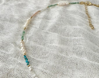 Tuscan Romance Pearl and Gemstone Beaded Necklace