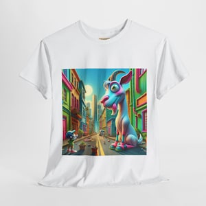 Colorful Cartoon Dog Tee, Fun Street Art T-Shirt, Unique Graphic Tee, Gift for Dog Lovers, Cool Casual Wear, Perfect for Birthdays